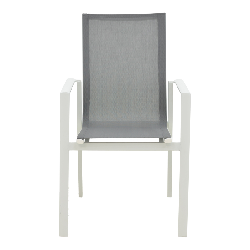 Fotel kopshti Dashiell pakoworld metal i bardhë textilene gri e çelur 57x71x93cm