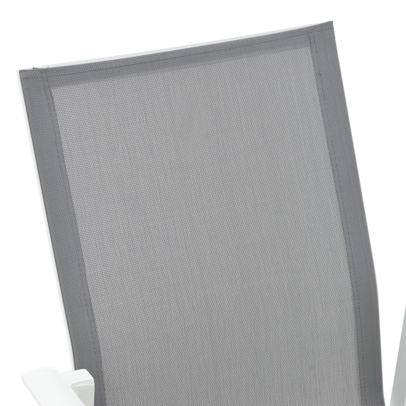 Fotel kopshti Dashiell pakoworld metal i bardhë textilene gri e çelur 57x71x93cm