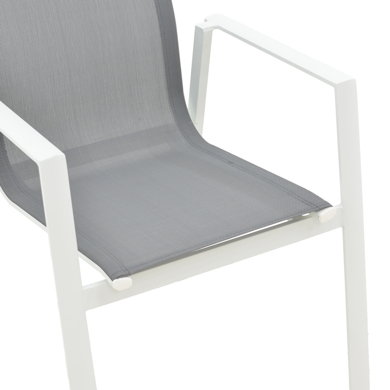 Fotel kopshti Dashiell pakoworld metal i bardhë textilene gri e çelur 57x71x93cm