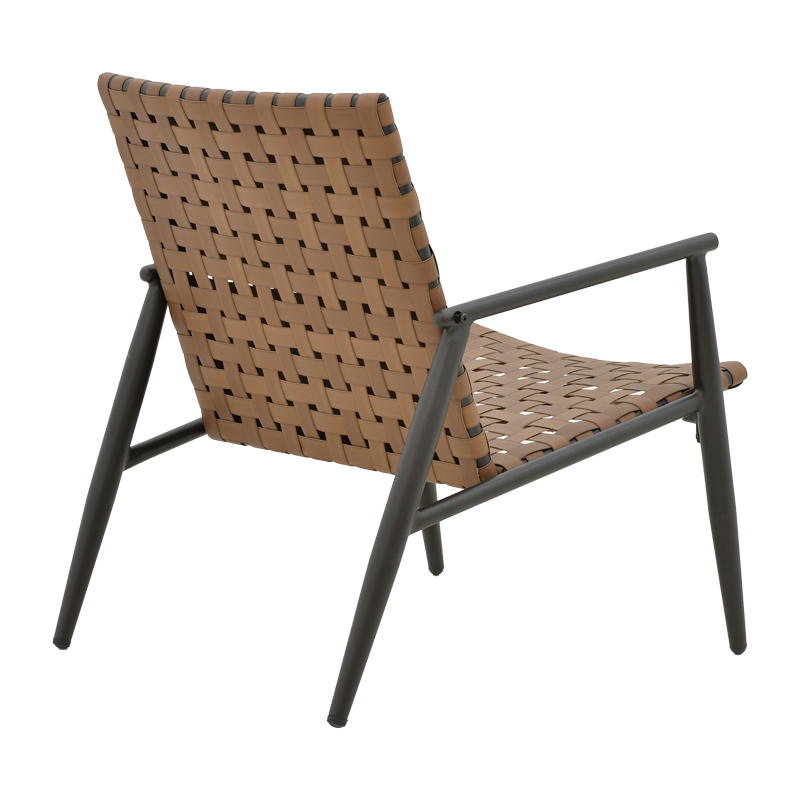 Fotel Eamon pakoworld alumin i zi dhe pe rattan në nuancë kafe 72.5x73.5x77cm