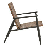 Fotel Eamon pakoworld alumin i zi dhe pe rattan në nuancë kafe 72.5x73.5x77cm