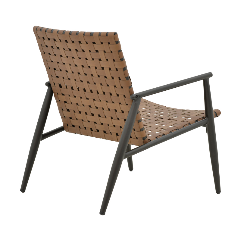 Fotel Eamon pakoworld alumin i zi dhe pe rattan në nuancë kafe 72.5x73.5x77cm