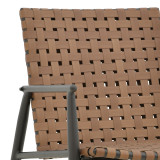 Fotel Eamon pakoworld alumin i zi dhe pe rattan në nuancë kafe 72.5x73.5x77cm