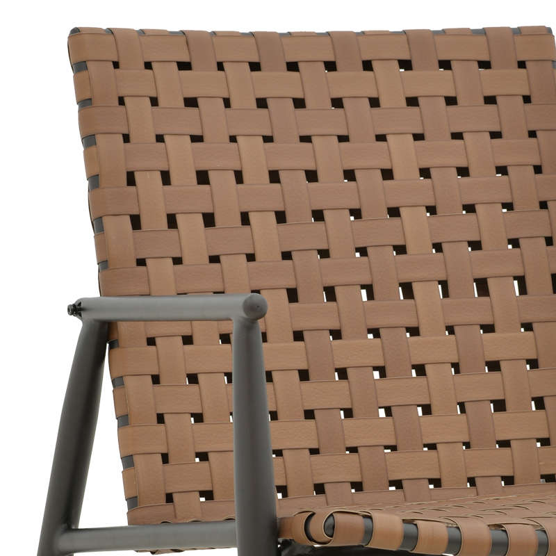 Fotel Eamon pakoworld alumin i zi dhe pe rattan në nuancë kafe 72.5x73.5x77cm