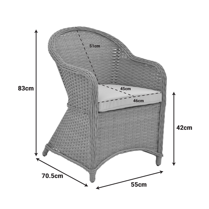 Fotel kopshti Hadrian pakoworld rrushk kafe-tekstil bezhë 57x70x85cm