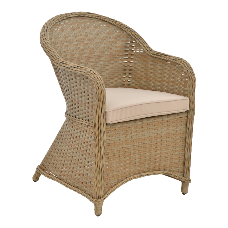 Fotel kopshti Hadrian pakoworld rrushk kafe-tekstil bezhë 57x70x85cm