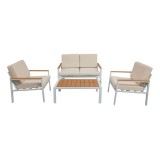 Set salloni kopshti Fashionable pakoworld 4 copë pëlhurë bezhë-alumin i bardhë
