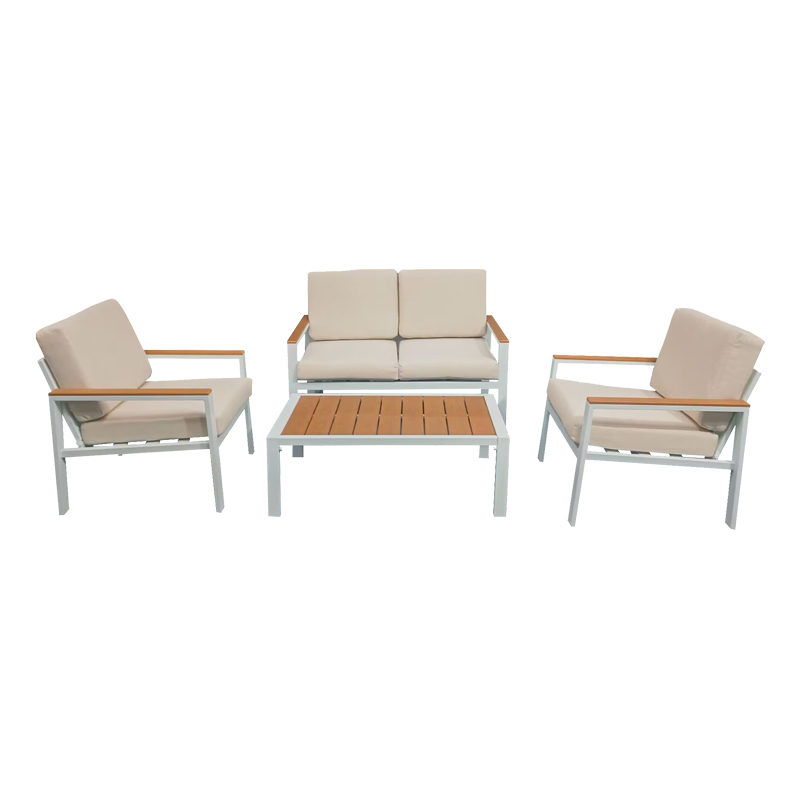 Set salloni kopshti Fashionable pakoworld 4 copë pëlhurë bezhë-alumin i bardhë