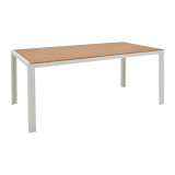 Zacreta- Nares set tavoline ngrënieje me 5 copë pakoworld alumini i bardhë dhe kompensatë në ngjyrë natyrale 180x90x72.5cm