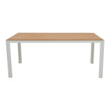 Zacreta- Nares set tavoline ngrënieje me 5 copë pakoworld alumini i bardhë dhe kompensatë në ngjyrë natyrale 180x90x72.5cm