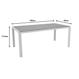 Tavolinë ngrënieje Zacreta-Nares set me 7 pakoworld alumin i bardhë dhe kompensatë në ngjyrë natyrale 180x90x72.5cm