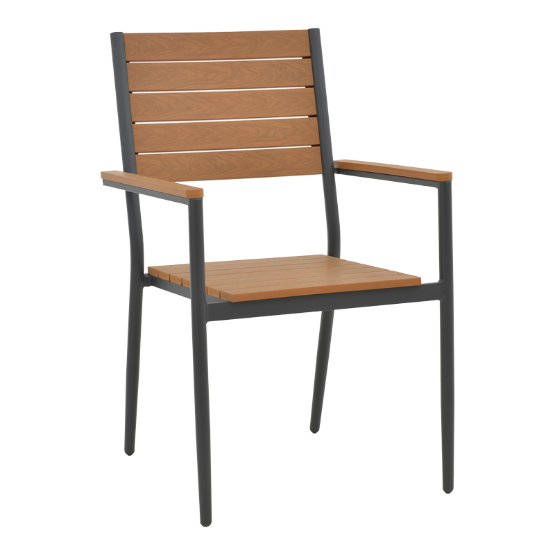 Tavolinë ngrënie Nares-Vitality A set prej 7 pakoworld alumini dhe kompensatë antracit në ngjyrë natyrale 140x80x72.5cm