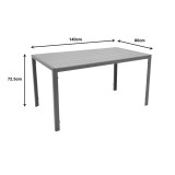 Tavolinë ngrënie Nares-Vitality A set prej 5 pakoworld alumini antracit dhe kompensatë në ngjyrë natyrale 140x80x72.5cm