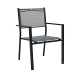 Tavolinë ngrënie Nares-Moly A set 5 pakoworld antracit-e zezë alumini dhe kompensatë në ngjyrë natyrale 140x80x72.5cm