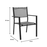 Tavolinë ngrënie Nares-Moly A set 5 pakoworld antracit-e zezë alumini dhe kompensatë në ngjyrë natyrale 140x80x72.5cm