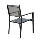 Tavolinë ngrënie Nares-Moly B set 5 pakoworld antracit-e zezë alumini dhe kompensatë në ngjyrë natyrale 140x80x72.5cm