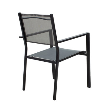 Tavolinë ngrënie Nares-Moly B set 7 pakoworld antracit-e zezë alumini dhe kompensatë në ngjyrë natyrale 140x80x72.5cm