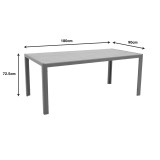 Tavolinë ngrënie Nares-Moly B set 7 pakoworld antracit-e zezë alumini dhe kompensatë në ngjyrë natyrale 140x80x72.5cm