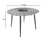 Tavolinë Pinap pakoworld alumini i zi dhe kompensatë në nuancë natyrale D110x74cm