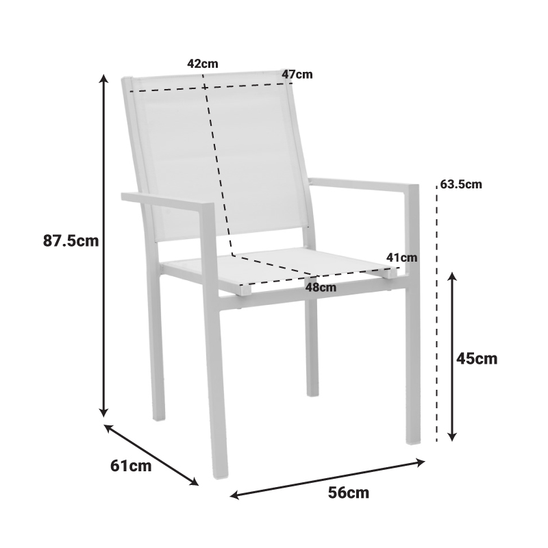 Fotel Zacreta pakoworld alumin-tekstil në ngjyrë të bardhë 56x61x87.5cm