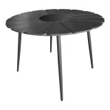 Set tavoline ngrënieje Pinap-Dashiell prej 5 copësh pakoworld alumini i zi dhe kompensatë në nuancë të zezë Φ110x74cm