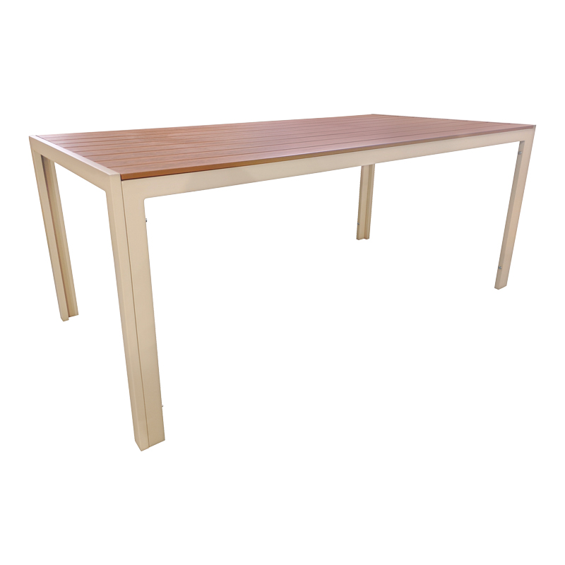 Tavolinë Nares pakoworld alumin shampanjë kompensatë në nuancë natyrale 180x90x72.5cm