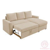 Divan këndor i kthyeshëm Belle pakoworld pëlhurë bezhë 236x164x88cm