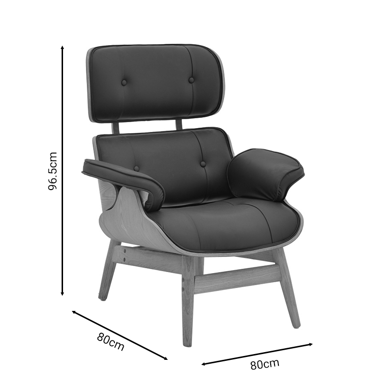 Fotel relaksi Mirto pakoworld dru masiv arre-PU i zi 80x80x96.5cm