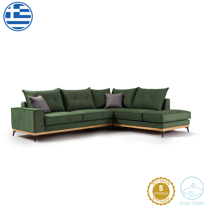 Divan këndi Luxury II pakoworld me kënd të majtë me pëlhurë qiparis-karbon 290x235x95cm