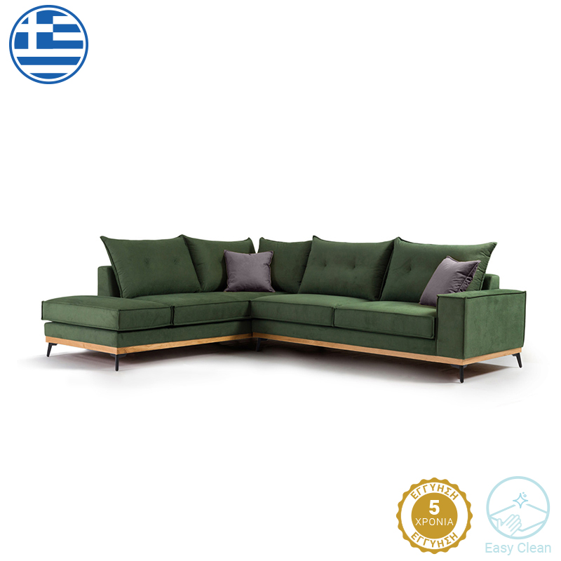 Divan këndi Luxury II pakoworld kënd djathtas pëlhurë qiparis-karbon 290x235x95cm