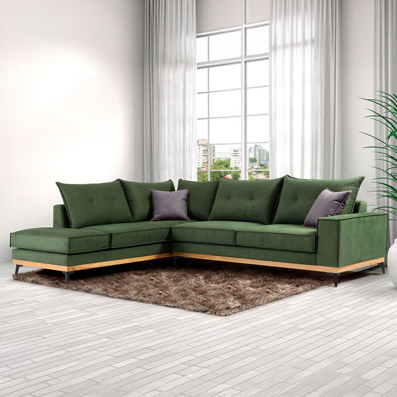 Divan këndi Luxury II pakoworld kënd djathtas pëlhurë qiparis-karbon 290x235x95cm