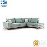 Divan këndi Luxury II pakoworld kënd i majtë pëlhurë ciel-krem 290x235x95cm