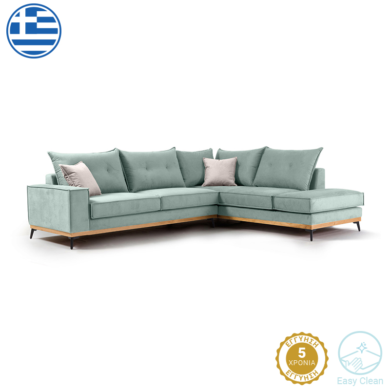 Divan këndi Luxury II pakoworld kënd i majtë pëlhurë ciel-krem 290x235x95cm