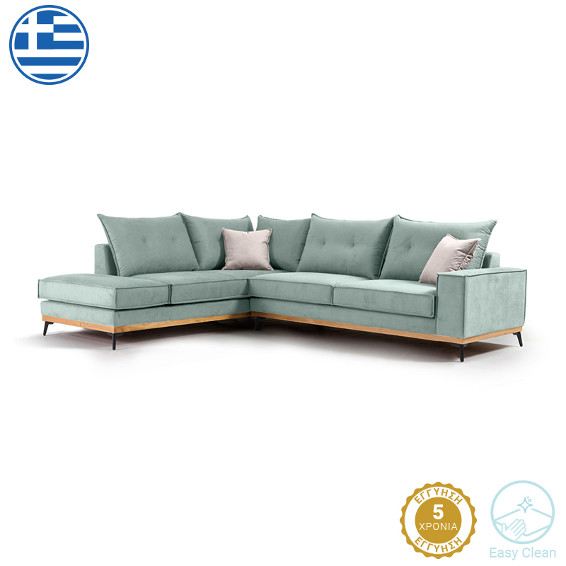 Divan këndi Luxury II pakoworld kënd i djathtë pëlhurë ciel-krem 290x235x95cm