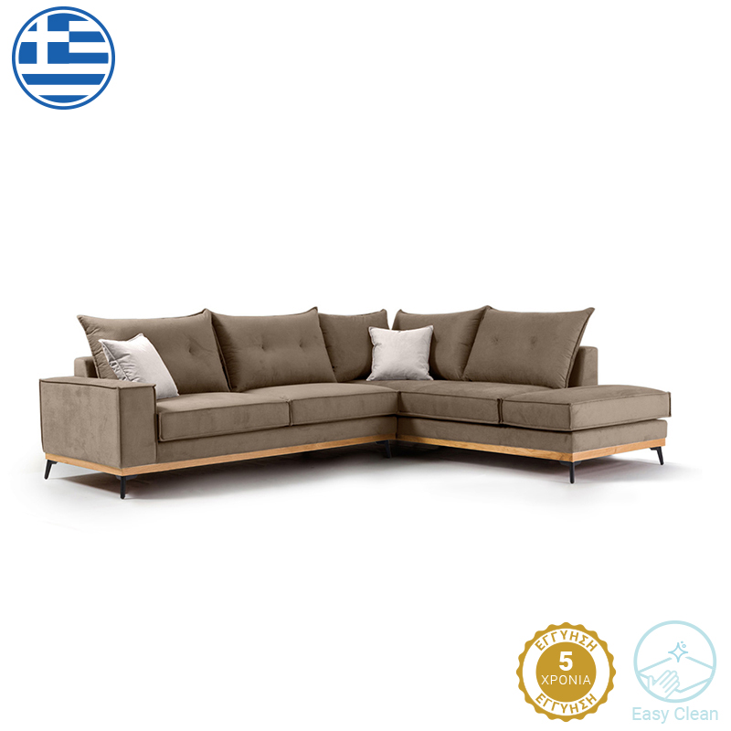 Divan këndi Luxury II pakoworld kënd i majtë pëlhurë moka-krem 290x235x95cm
