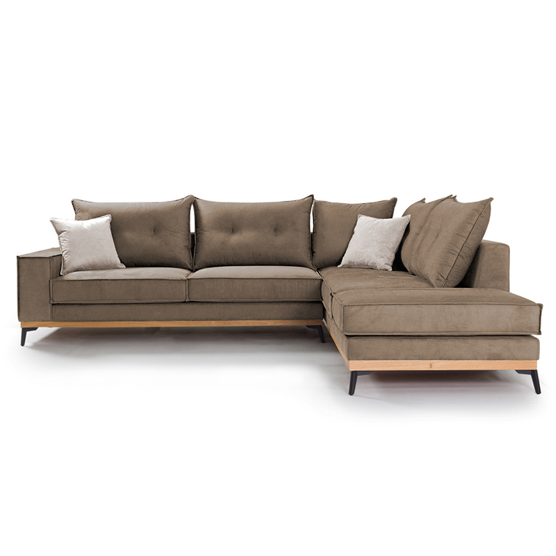 Divan këndi Luxury II pakoworld kënd i majtë pëlhurë moka-krem 290x235x95cm