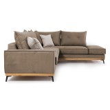Divan këndi Luxury II pakoworld kënd i majtë pëlhurë moka-krem 290x235x95cm