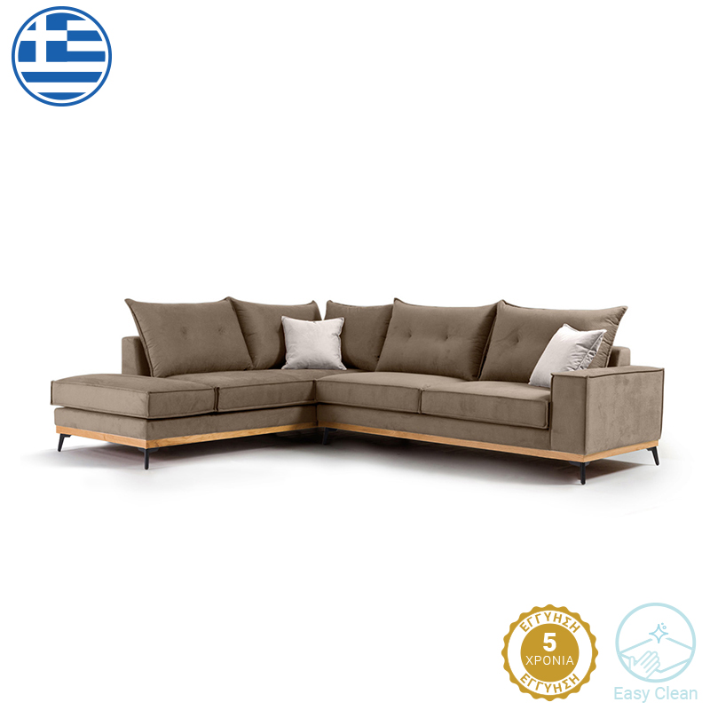 Divan këndi Luxury II pakoworld kënd i djathtë pëlhurë mokë-krem 290x235x95cm