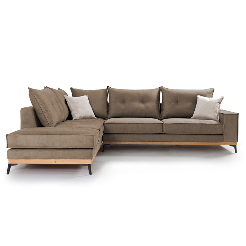 Divan këndi Luxury II pakoworld kënd i djathtë pëlhurë mokë-krem 290x235x95cm