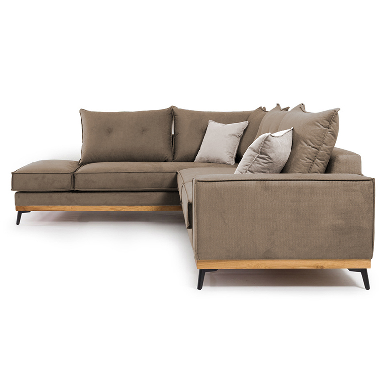 Divan këndi Luxury II pakoworld kënd i djathtë pëlhurë mokë-krem 290x235x95cm