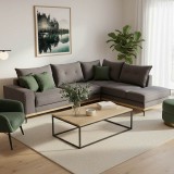 Divan këndi Luxury II pakoworld kënd i majtë pëlhurë gri e errët-jeshile e errët 290x235x95cm