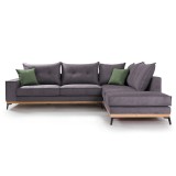 Divan këndi Luxury II pakoworld kënd i majtë pëlhurë gri e errët-jeshile e errët 290x235x95cm