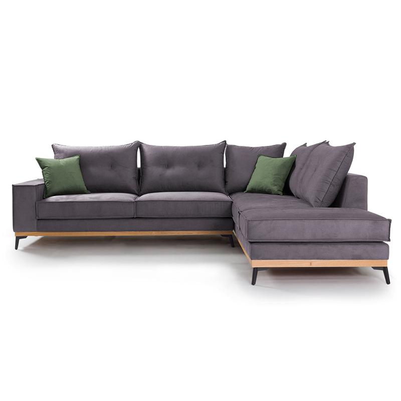 Divan këndi Luxury II pakoworld kënd i majtë pëlhurë gri e errët-jeshile e errët 290x235x95cm