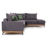 Divan këndi Luxury II pakoworld kënd i majtë pëlhurë gri e errët-jeshile e errët 290x235x95cm