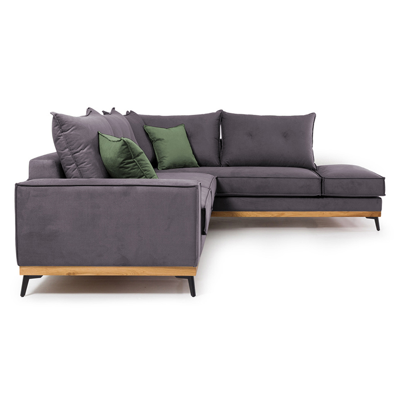 Divan këndi Luxury II pakoworld kënd i majtë pëlhurë gri e errët-jeshile e errët 290x235x95cm