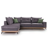 Divan këndi Luxury II pakoworld kënd i djathtë pëlhurë gri e errët-jeshile e errët 290x235x95cm
