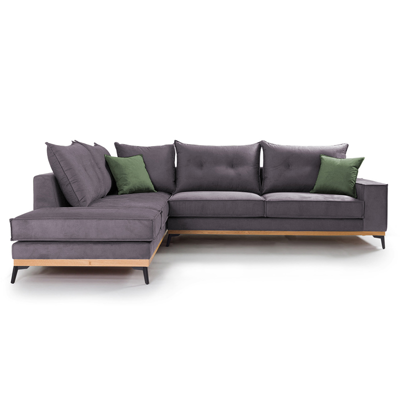 Divan këndi Luxury II pakoworld kënd i djathtë pëlhurë gri e errët-jeshile e errët 290x235x95cm