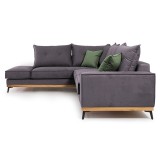 Divan këndi Luxury II pakoworld kënd i djathtë pëlhurë gri e errët-jeshile e errët 290x235x95cm
