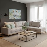 Divan këndi Luxury II pakoworld kënd i majtë pëlhurë elefant-ciel 290x235x95cm
