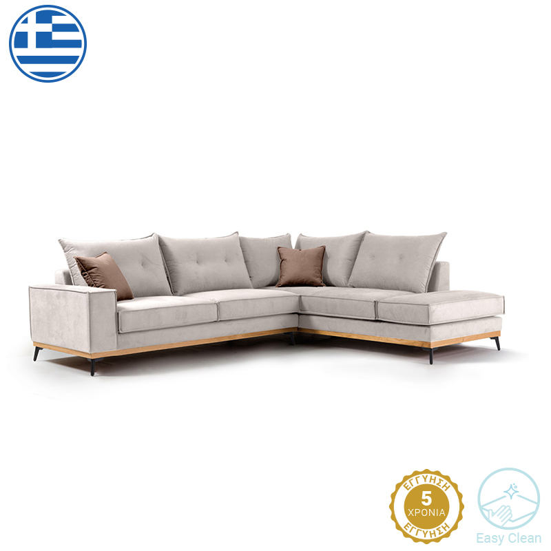 Divan këndi Luxury II pakoworld kënd i majtë pëlhurë krem-mokë 290x235x95cm